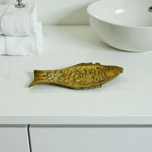 Vintage Brass Fish Dish Trinket Bowl Jewelry Holder Nautical Decor Very Good